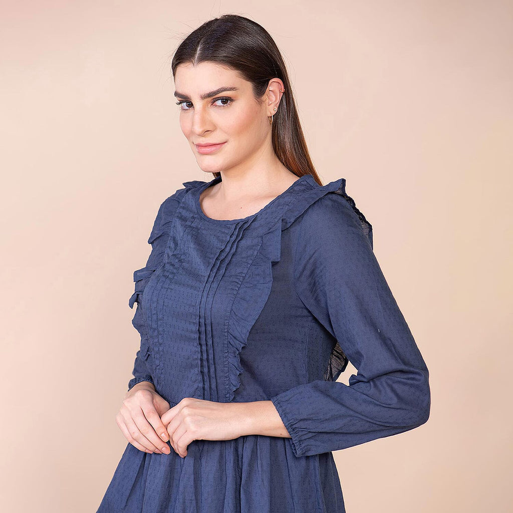 TAMSY 100% Cotton Plain Top (Size 16) - Navy Blue
