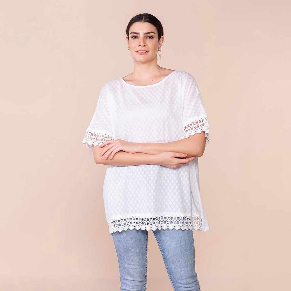 TAMSY 100% Cotton Top (Size 8-18) - White