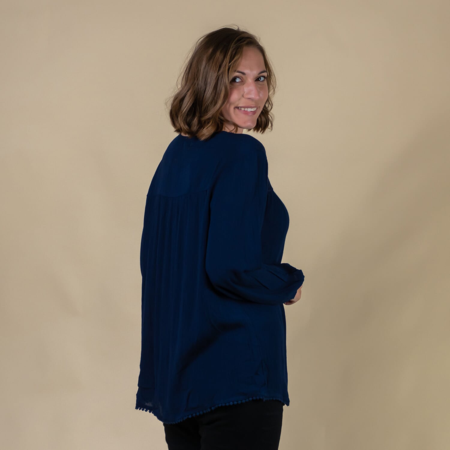 TAMSY 100% Viscose Plain Top (Size 10) - Navy