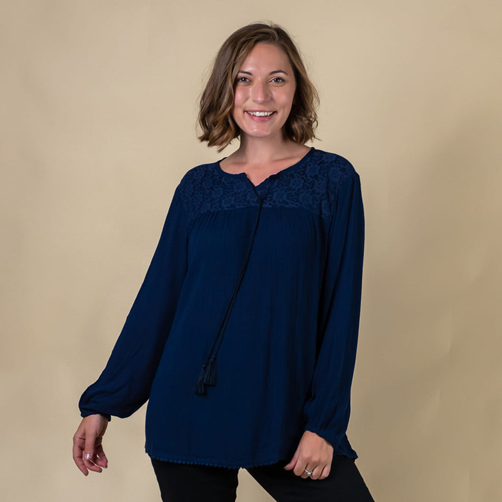 TAMSY 100% Viscose Plain Top (Size 10) - Navy