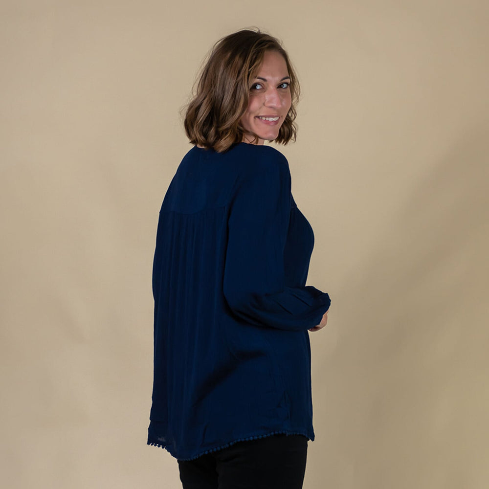 TAMSY 100% Viscose Plain Top (Size 16) - Navy