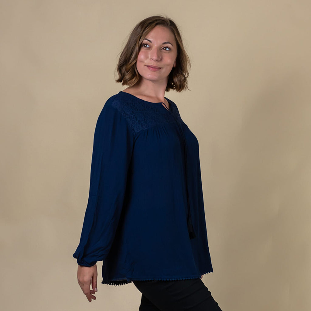 TAMSY 100% Viscose Plain Top (Size 16) - Navy