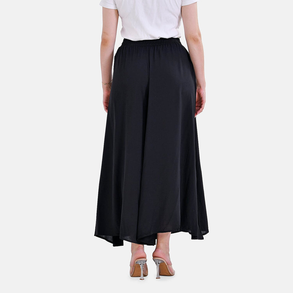 Tamsy 100% Viscose Elastic-waistband Culotte (One Size 8 - 18) - Black