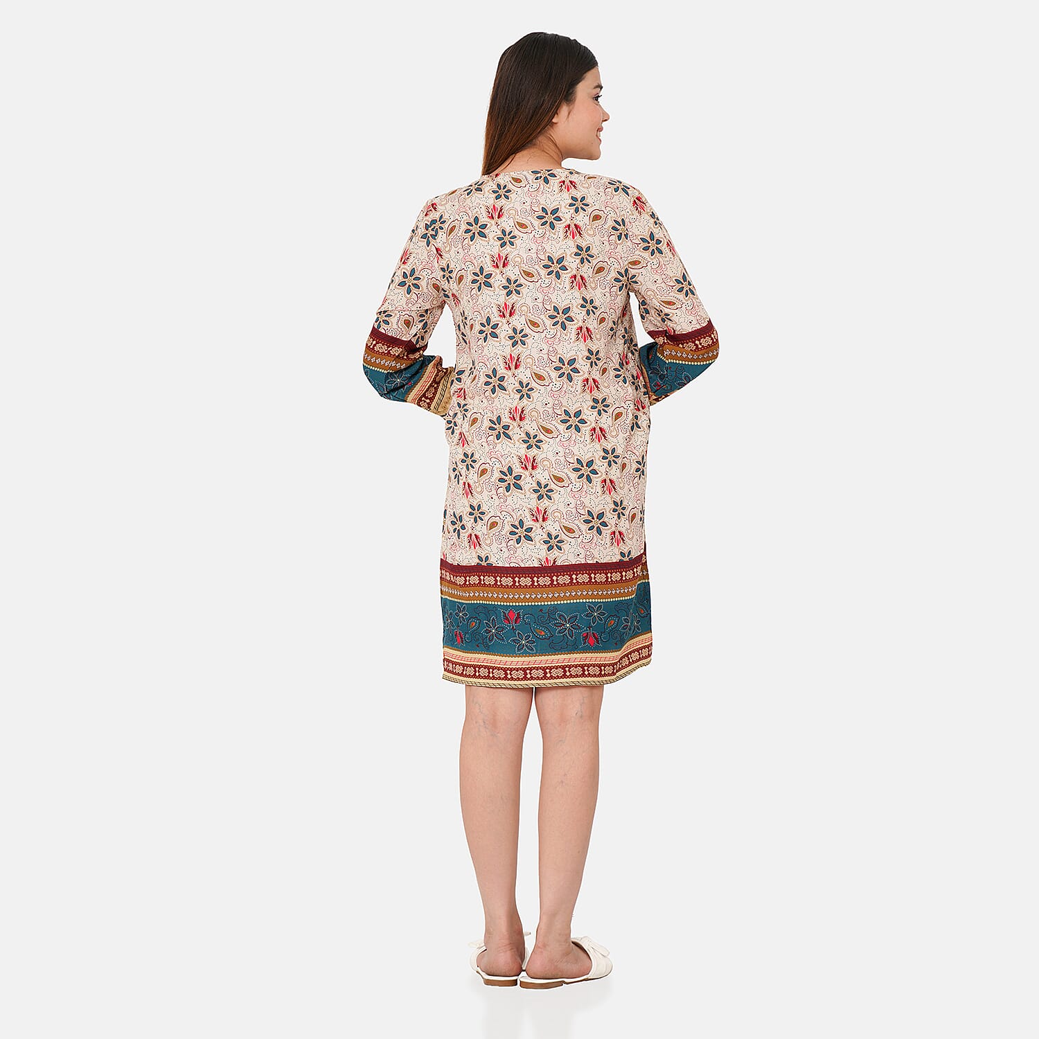 TAMSY 100% Viscose Floral Pattern Dress (Size XL,20 - 22) - Multi
