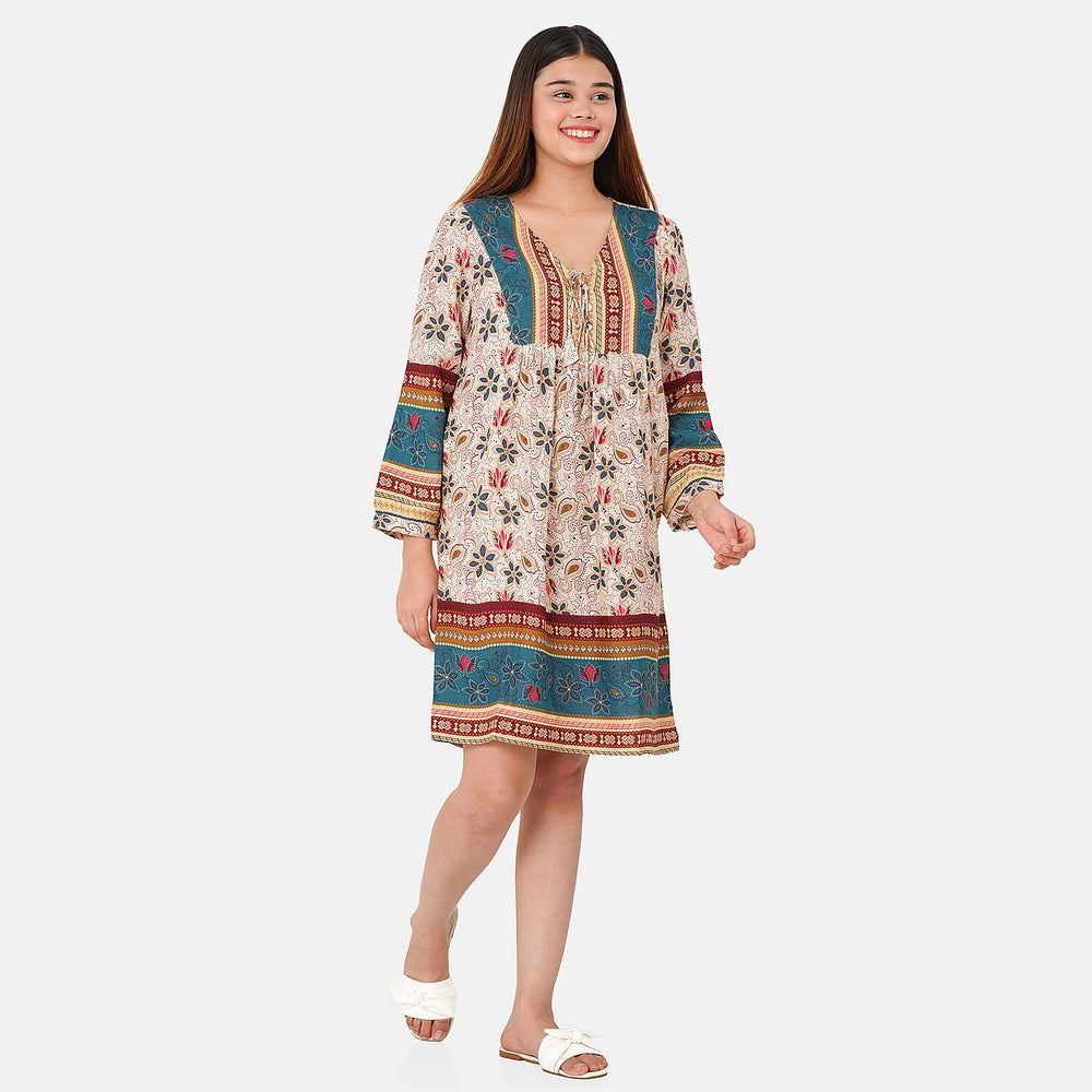 TAMSY 100% Viscose Floral Pattern Dress (Size XXL,24 - 26) - Multi