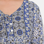 TAMSY 100% Viscose Floral Pattern Dress (Size L,16 - 18) - Blue & White