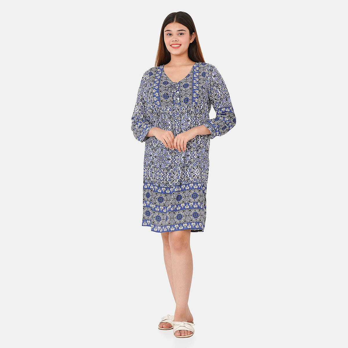 TAMSY 100% Viscose Floral Pattern Dress (Size XL