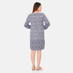TAMSY 100% Viscose Floral Pattern Dress (Size XXL,24 - 26) - Blue - White
