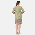 100% Viscose Floral Pattern Dress (Size M,12 - 14) - Light Green