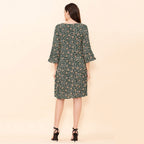TAMSY 100% Viscose Floral Pattern Midi Dress (Size 22) - Dark Green