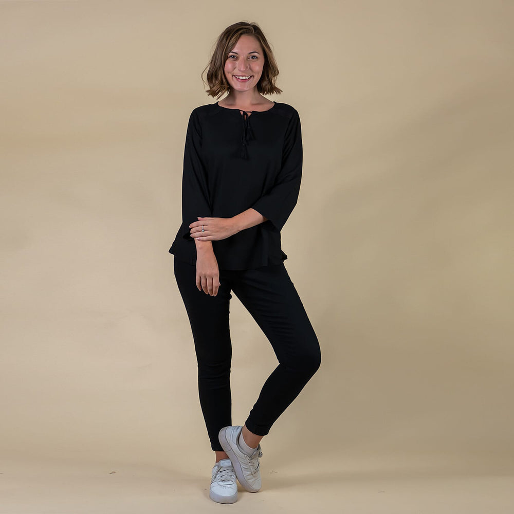 TAMSY 100% Viscose Top (Size 18) -  Black