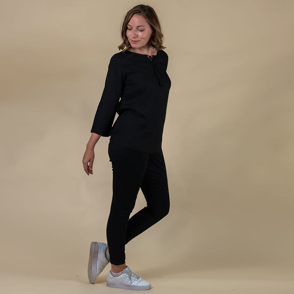 TAMSY 100% Viscose Top (Size 18) -  Black