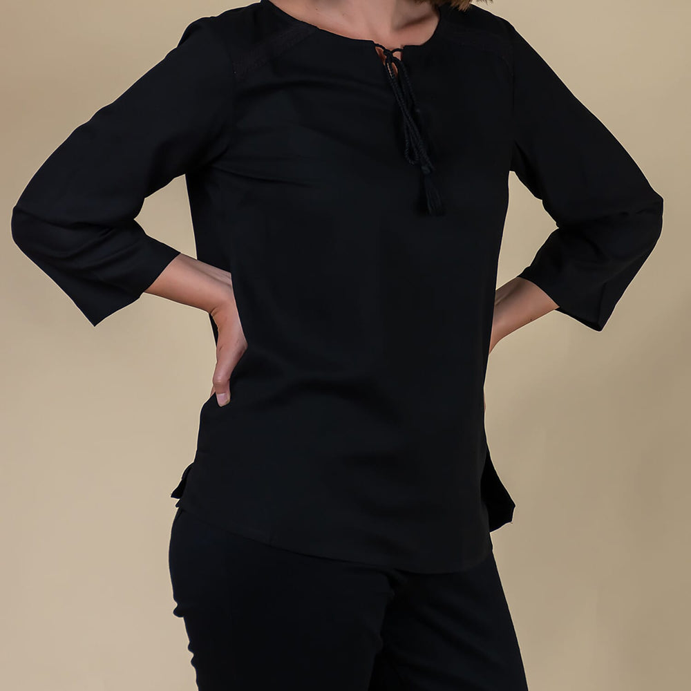 TAMSY 100% Viscose Top (Size 18) -  Black
