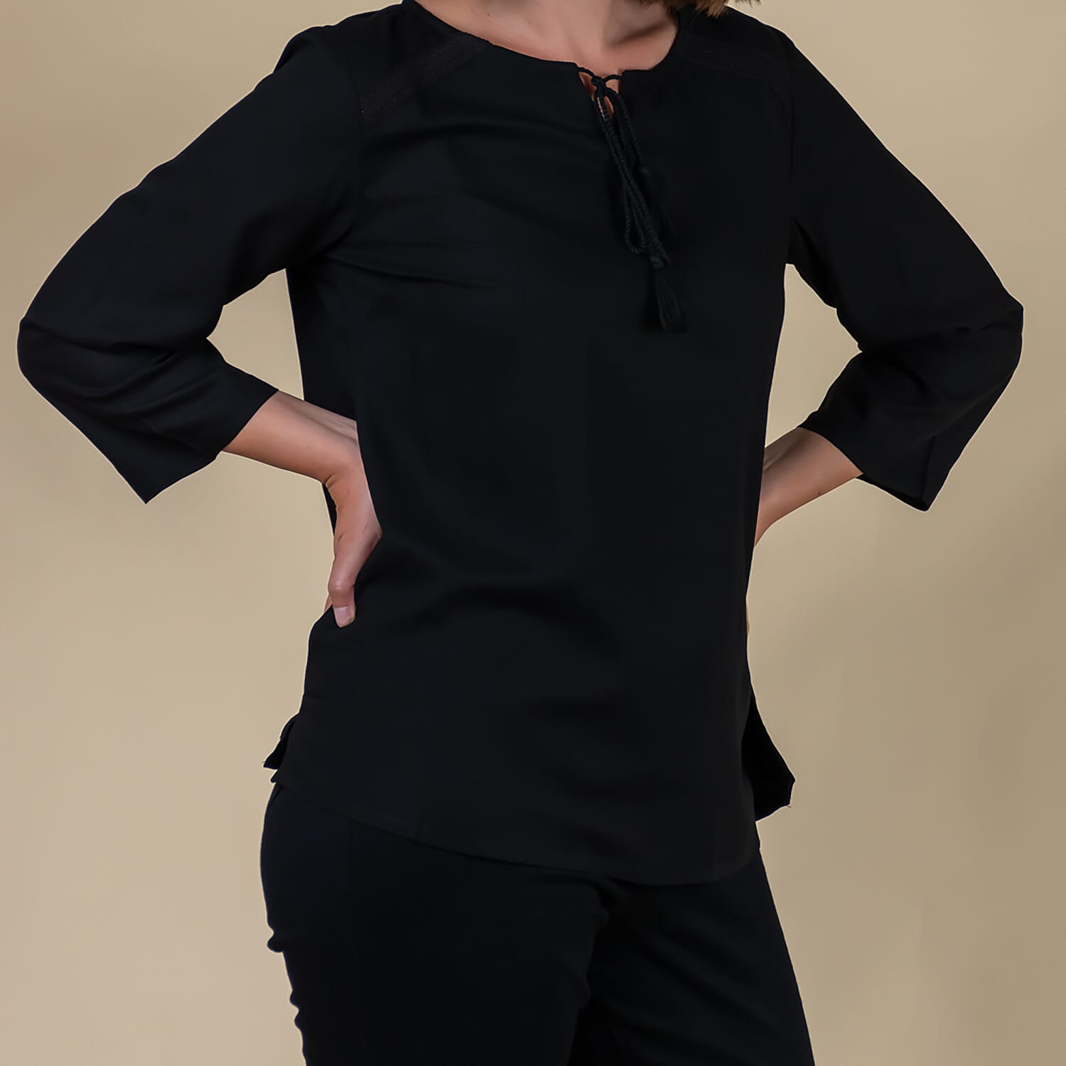 TAMSY 100% Viscose Top (Size 18) -  Black