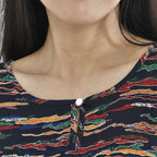 TAMSY 100% Viscose Multi Colour Pattern Kaftan Dress (Size 138x77 Cm) - Navy