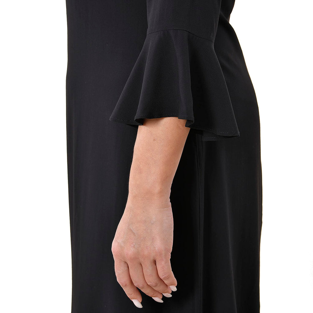 TAMSY 100% Viscose Plain Dress (Size M, 12-14) - Black