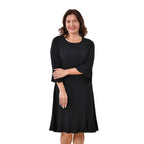 TAMSY 100% Viscose Plain Dress (Size XL, 20-22) - Black
