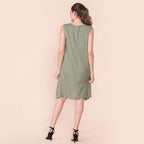 TAMSY 100% Viscose Plain Sleeveless Dress (Size 16) - Green