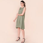 TAMSY 100% Viscose Plain Sleeveless Dress (Size 20) - Green