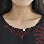 TAMSY 100% Viscose Red Feafs Pattern Kaftan Dress (Size 138x77 Cm) - Black