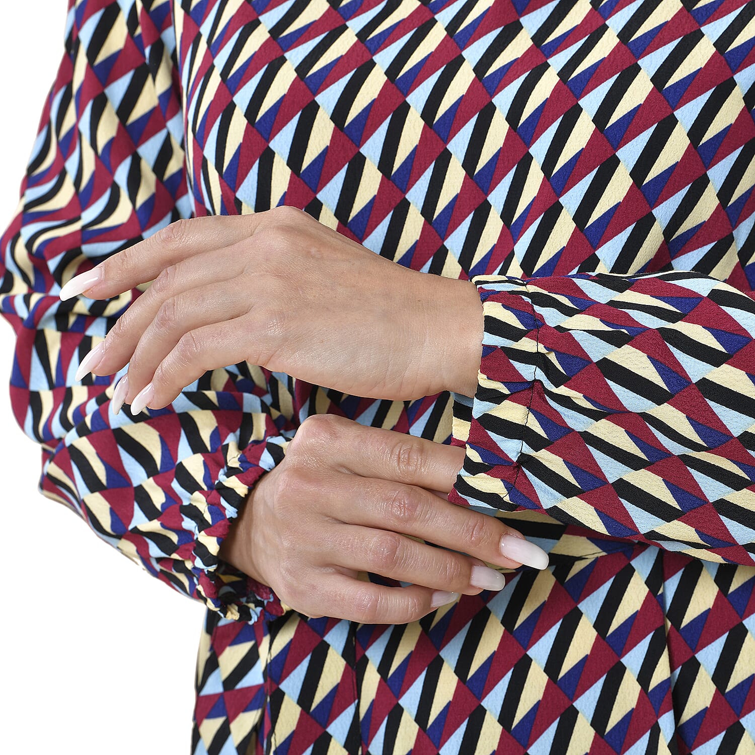 100% Viscose Squire Pattern Dress (Size L, 16-18) - Multi