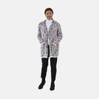 TAMSY Geometric Pattern Hoodie Coatigan (One Size, 8-20) - White Snow