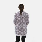 TAMSY Geometric Pattern Hoodie Coatigan (One Size, 8-20) - White Snow