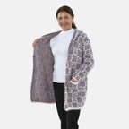 TAMSY Geometric Pattern Hoodie Coatigan (One Size, 8-20) - White Snow