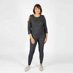 TAMSY Cold Shoulder Top (Size L, 16-18) - Charcoal