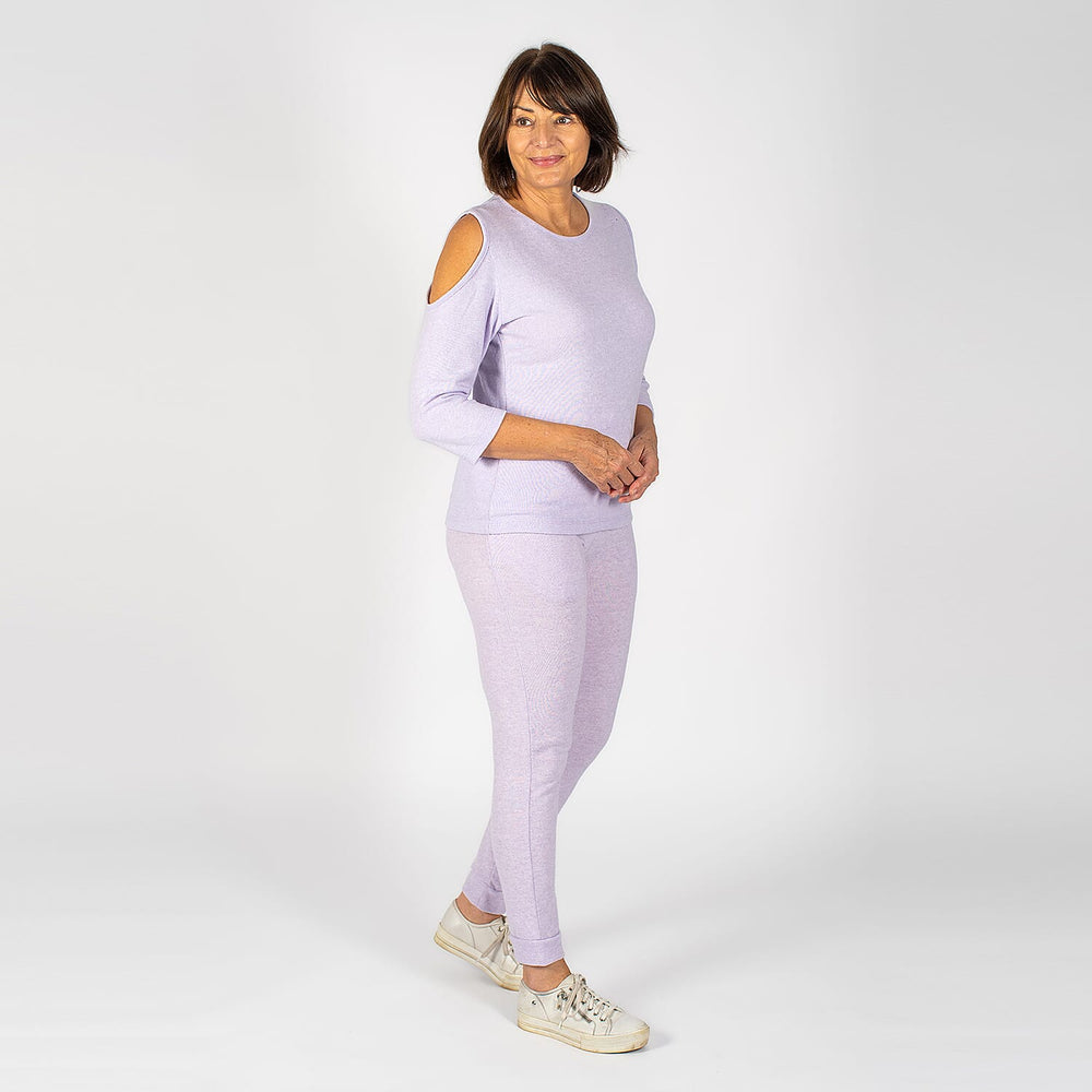 TAMSY Cold Shoulder Top (Size M,12-14) - Lilac