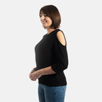 TAMSY Cold Shoulder Top (Size S, 8-10) - Black