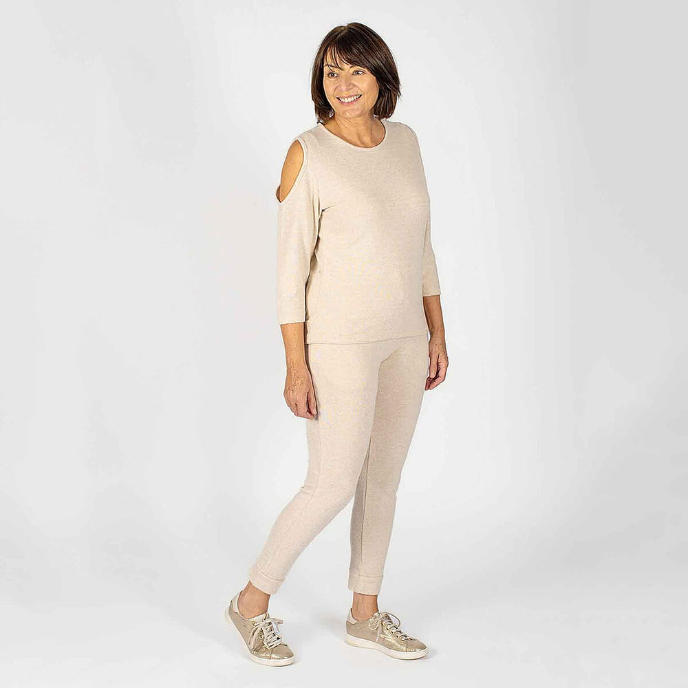 TAMSY Cold Shoulder Top (Size XL, 20-22) - Beige