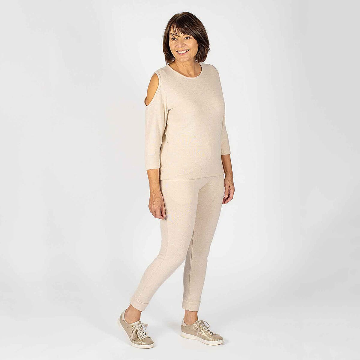 TAMSY Cold Shoulder Top (Size XL, 20-22) - Beige