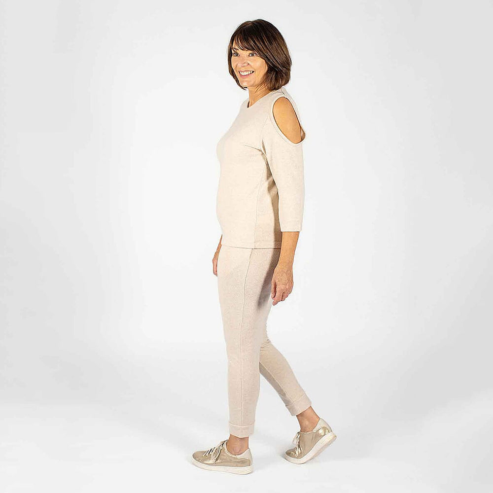 TAMSY Cold Shoulder Top (Size XL, 20-22) - Beige