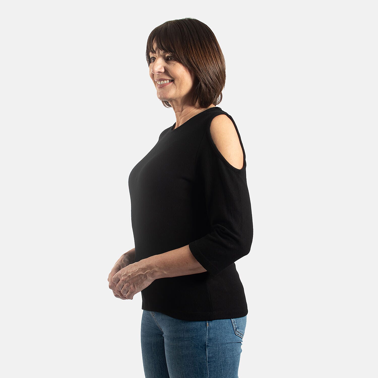 TAMSY Cold Shoulder Top (Size XL, 20-22) - Black