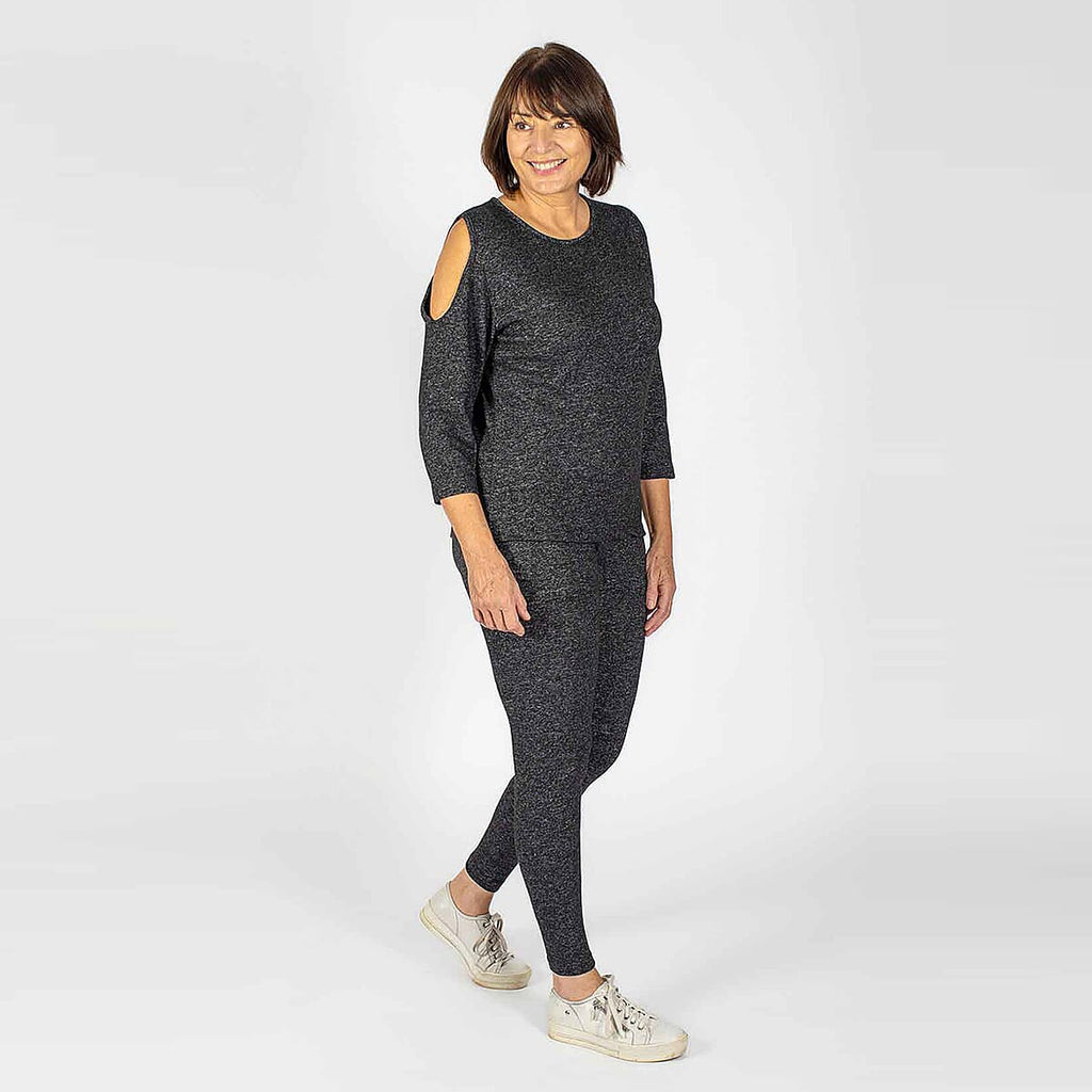 TAMSY Cold Shoulder Top (Size XL, 20-22) - Charcoal