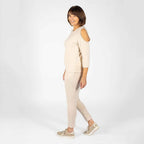 TAMSY Cold Shoulder Top (Size XXL, 24-26) - Beige