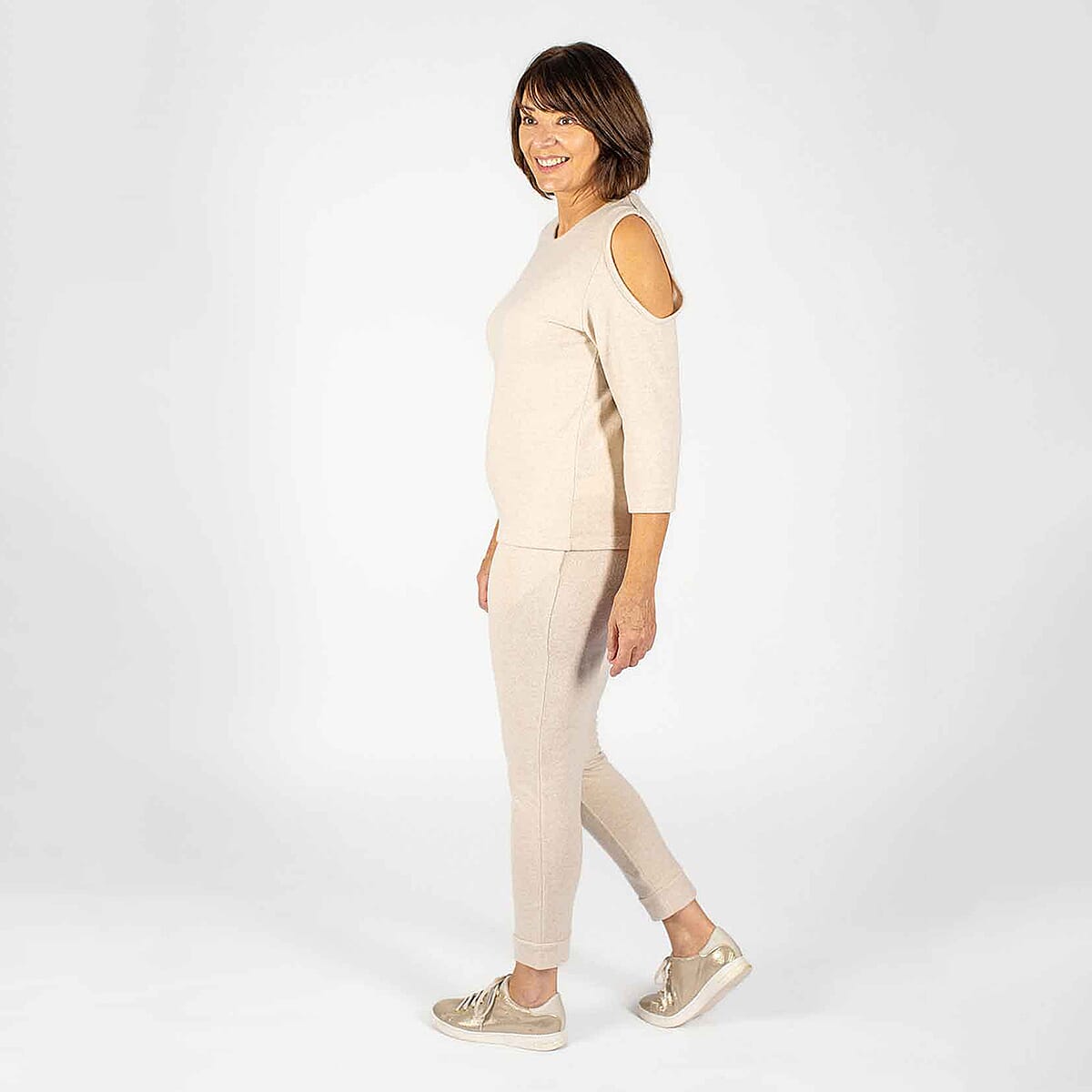 TAMSY Cold Shoulder Top (Size XXL, 24-26) - Beige