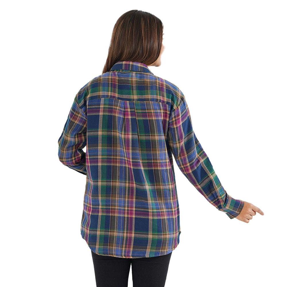 TAMSY 100% Viscose Check Shirt (Size L) - Multi