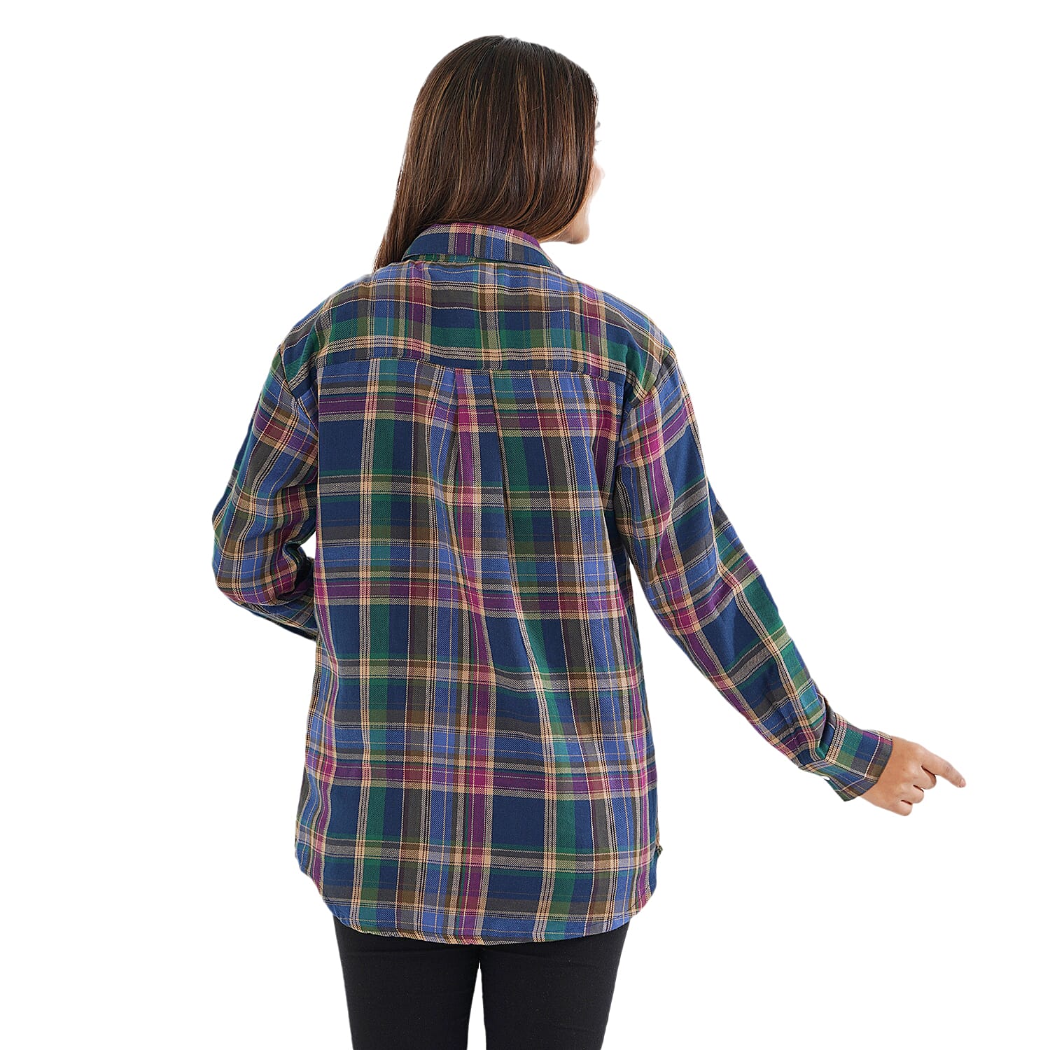 TAMSY 100% VISCOSE Check Shirt (Size- XL)- Multi