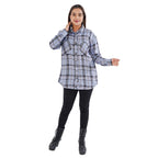 TAMSY 100% Viscose Check Shirt (Size M) - Light Blue