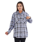 TAMSY 100% Viscose Check Shirt (Size M) - Light Blue