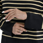 TAMSY Cotton Blend Stripe Knit Jumper (Size L,16-18) - Black & Beige