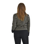 TAMSY Cotton Blend Stripe Knit Jumper (Size M,12-14) - Black & Beige