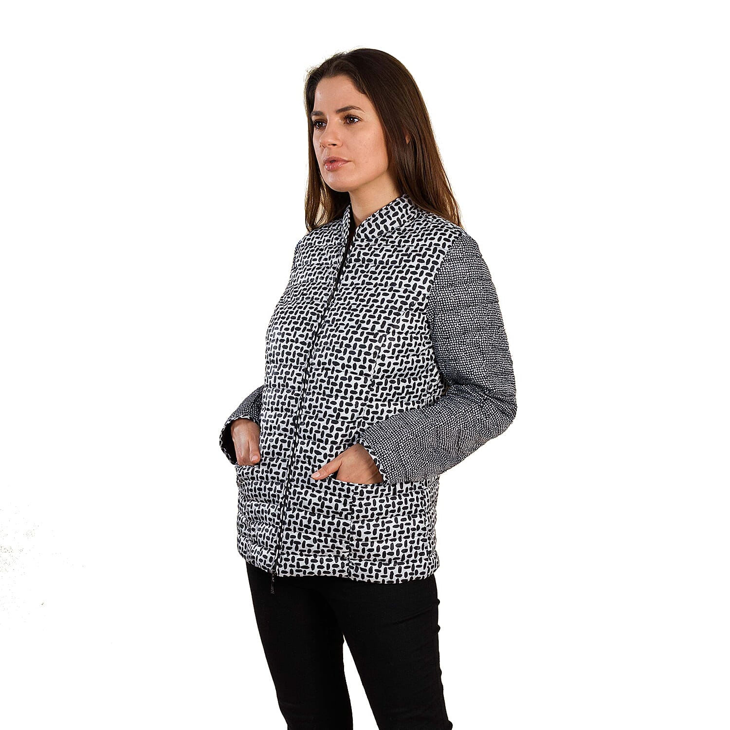TAMSY Dot Printed Padded Jacket (Size 12) - Black