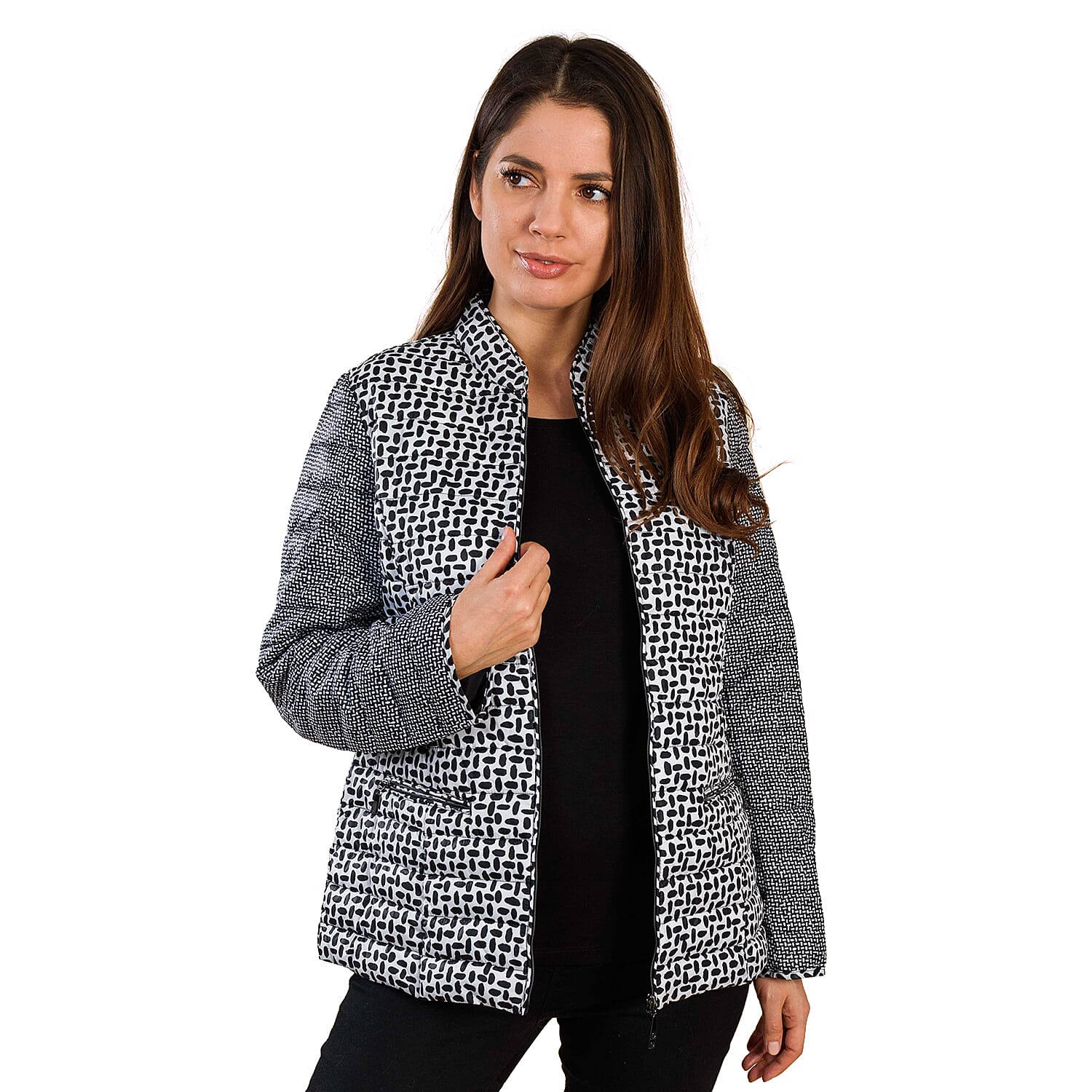TAMSY Dot Printed Padded Jacket (Size 12) - Black