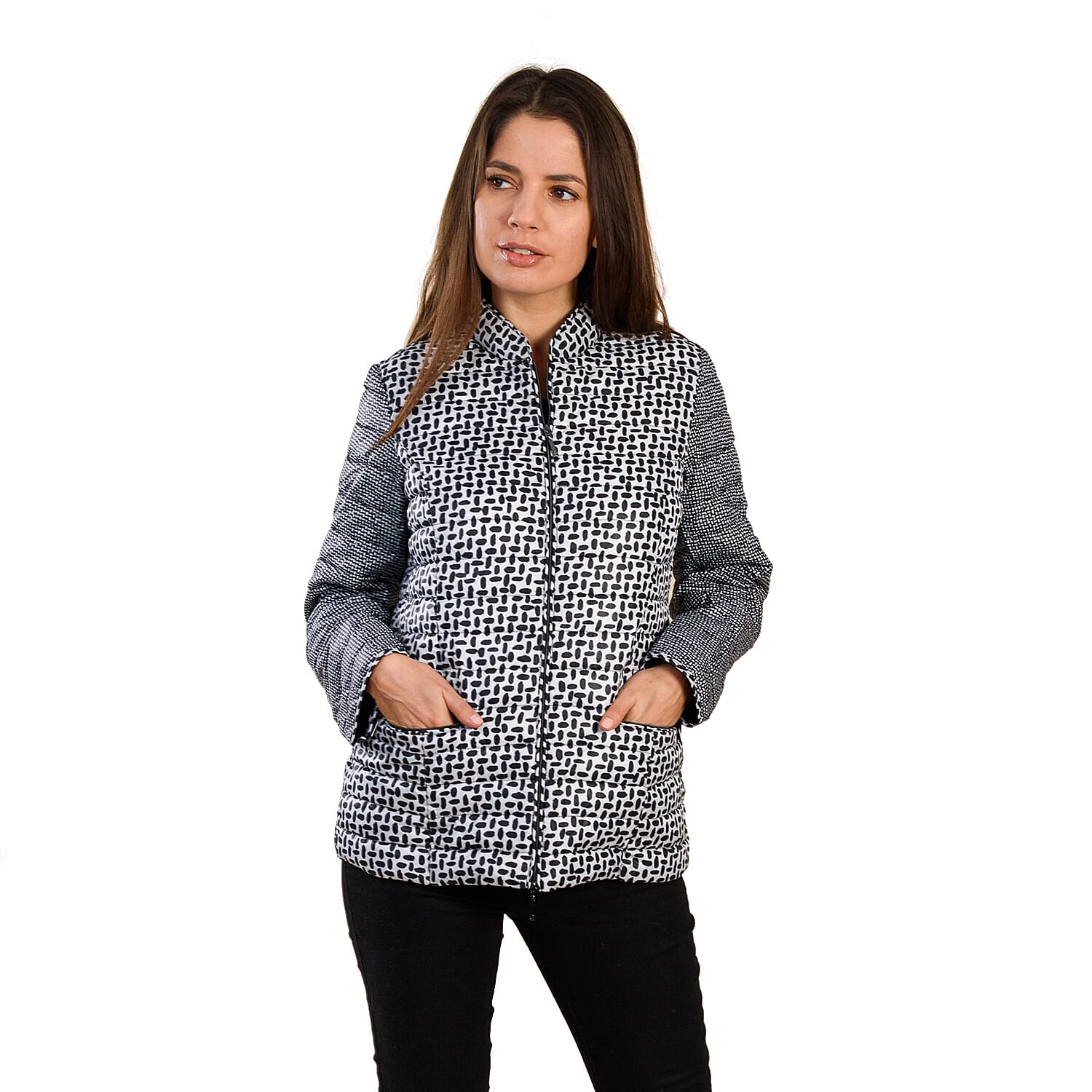 TAMSY Dot Printed Padded Jacket (Size 26) - Black