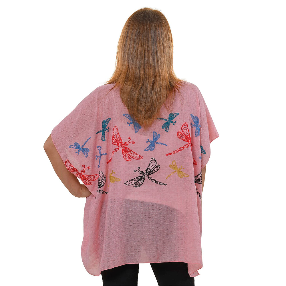 Tamsy Floral Embroidery Kaftan (One Size) - Light Pink