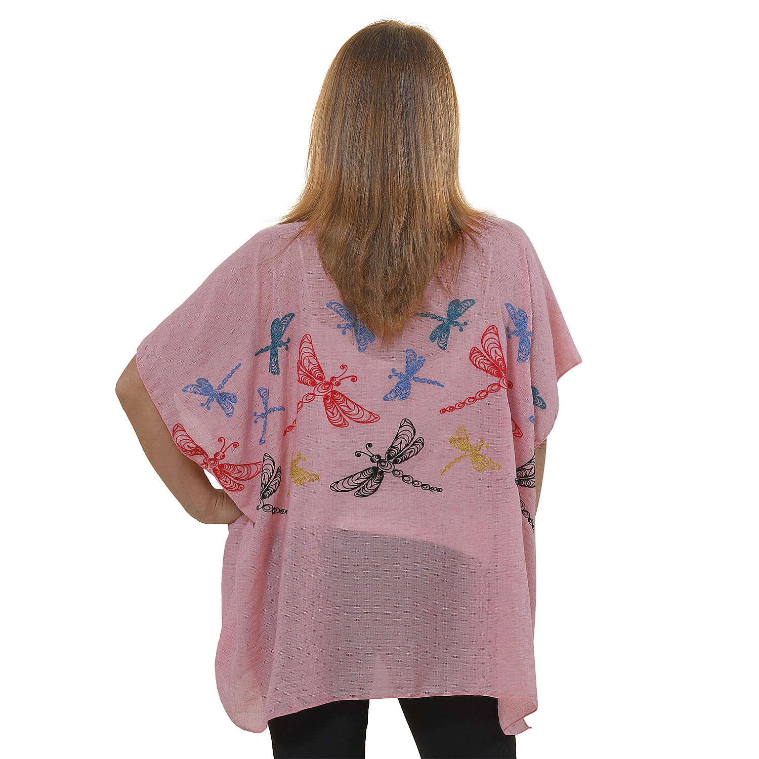 Tamsy Floral Embroidery Kaftan (One Size) - Light Pink