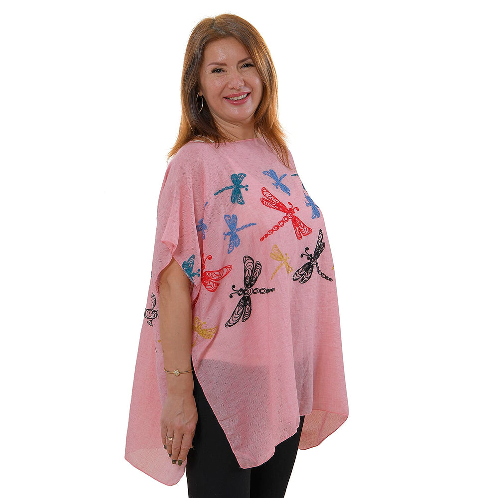 Tamsy Floral Embroidery Kaftan (One Size) - Light Pink